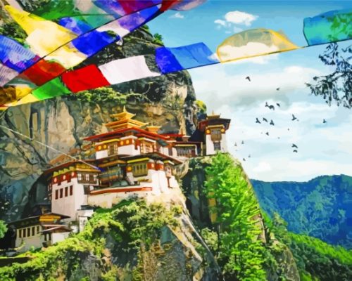 Paro Taktsang Bhutan South Asia Paint By Numbers