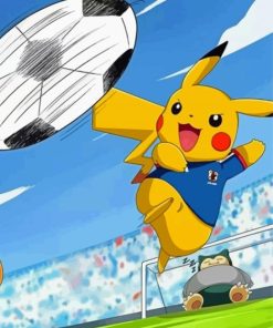 Pikachu Playing Football Paint By Numbers