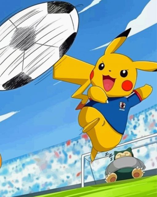Pikachu Playing Football Paint By Numbers