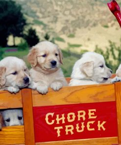 Puppies In Wagon Paint By Numbers