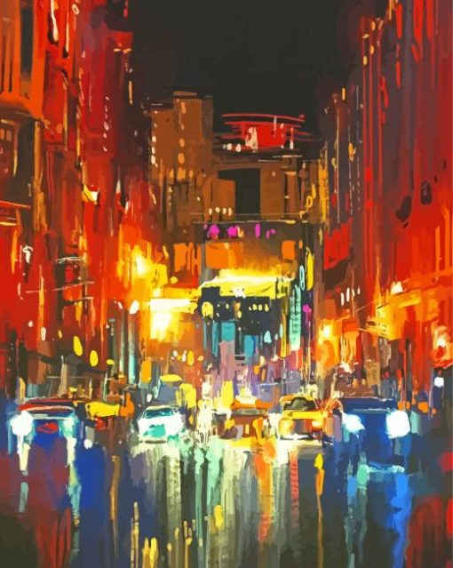 Rainy City At Night Abstract Paint By Numbers