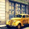 Retro Yellow Taxi Cab Paint By Numbers