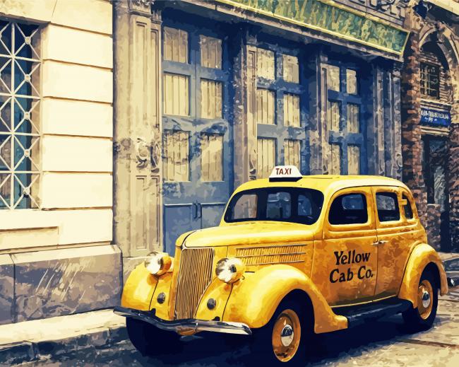 Retro Yellow Taxi Cab Paint By Numbers
