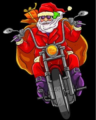 Santa With Motorcycle Paint By Numbers