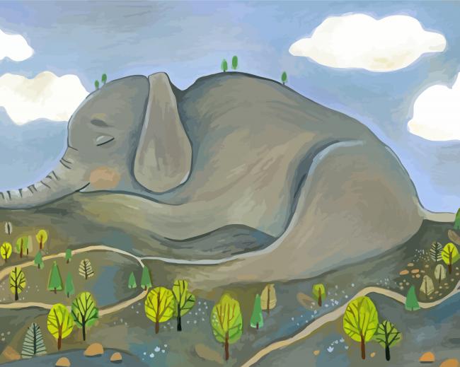 Sleeping Mount Elephant Art Paint By Numbers