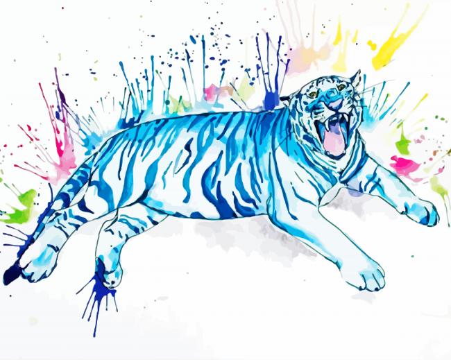 Splatter Blue Tiger Paint By Numbers
