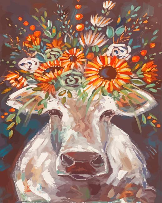 Sunflower Head Cow Paint By Numbers