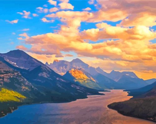 Sunset At Waterton Lake Paint By Numbers