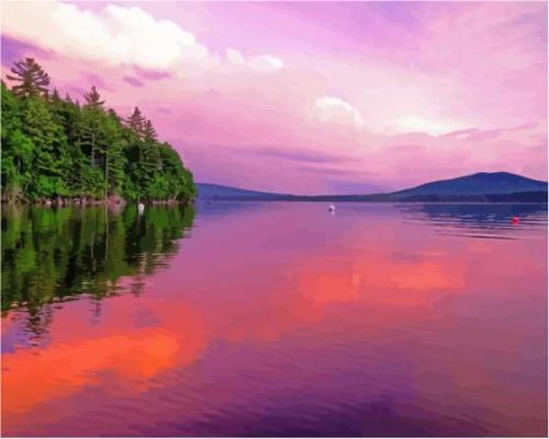 Sunset Reflection In Moosehead Lake Maine Paint By Numbers