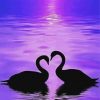 Swans Purple Silhouette Paint By Numbers