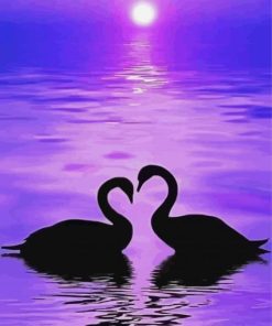 Swans Purple Silhouette Paint By Numbers