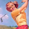 Vintage Woman Golfer Paint By Numbers