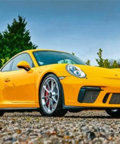 Yellow Porsche Car Paint By Numbers