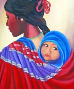 Young Latina Mother And Child Art Paint By Numbers