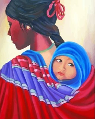 Young Latina Mother And Child Art Paint By Numbers