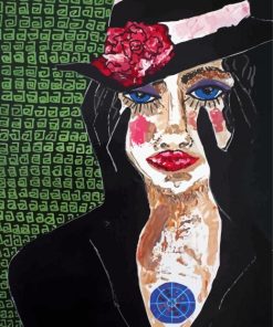Abstract Lady With Black Hat Paint By Numbers
