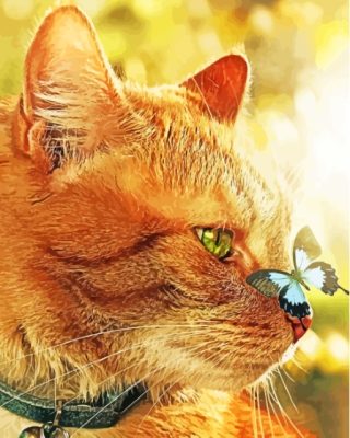 Aesthetic Cat With Butterfly On Nose Paint By Numbers