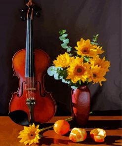 Aesthetic Still Life With Roses And Violin Paint By Numbers