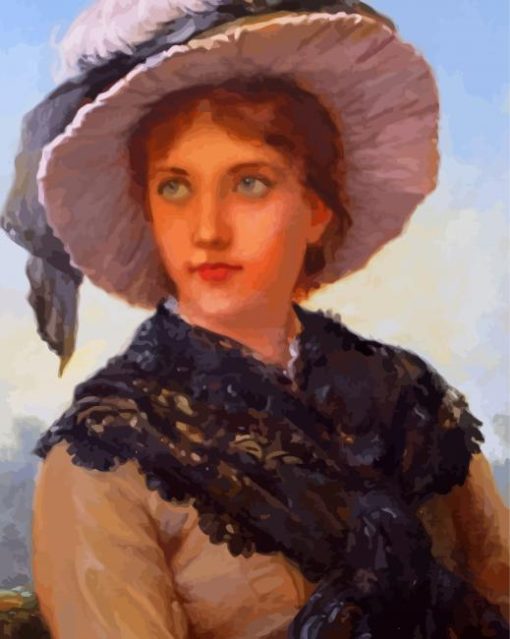 Aesthetic Woman With Hat Paint By Numbers