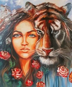 Aesthetic Woman With Tiger Paint By Numbers