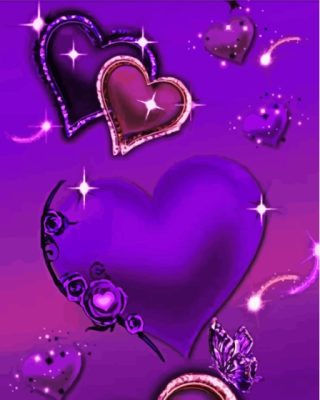 Aesthetic Purple Hearts Paint By Numbers