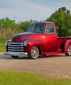 Aesthetic Red 51 Chevy Truck Paint By Numbers