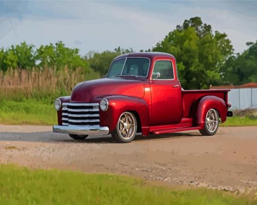 Aesthetic Red 51 Chevy Truck Paint By Numbers