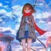 Anime Girl Rain Umbrella Paint By Numbers