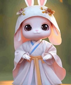 Asian White Bunny Paint By Numbers