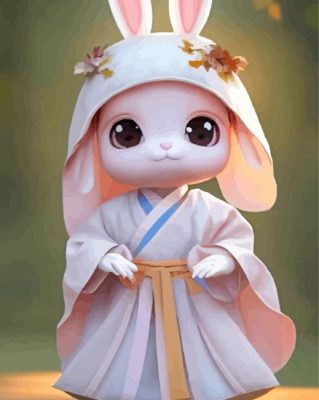 Asian White Bunny Paint By Numbers