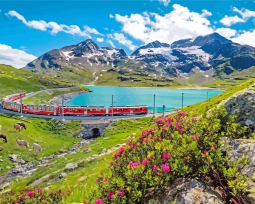 Bernina Express Train Swiss Paint By Numbers