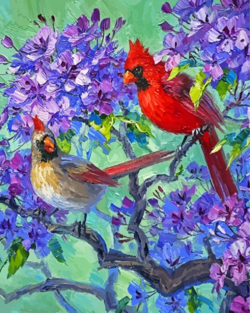 Birds On Purple Tree Senkarik Paint By Numbers