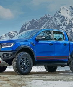 Blue Ford Raptor Car In Snow Paint By Numbers