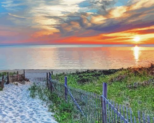 Cape Cod Beach Sunset Paint By Numbers