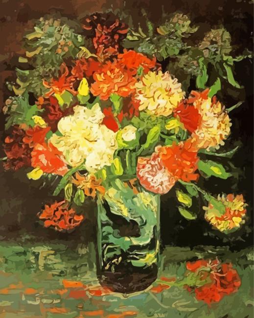 Carnations Vase Art Paint By Numbers