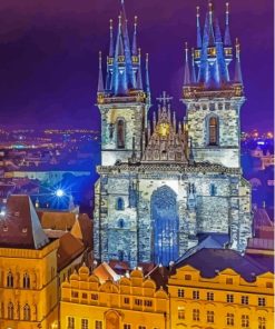 Church Of Our Lady Prague By Night Paint By Numbers