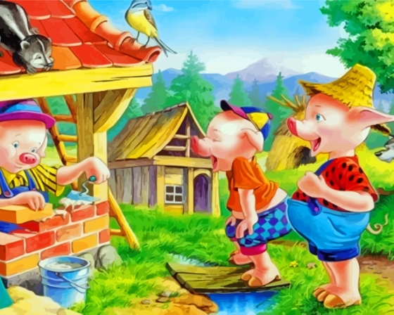 Cute Three Little Pigs Paint By Numbers