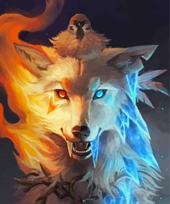 Fire Ice Wolf Paint By Numbers