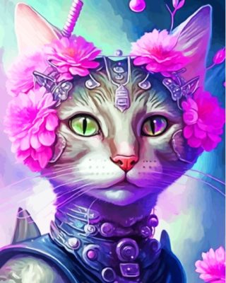 Floral Alien Cat Paint By Numbers