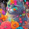 Floral Cat Art Paint By Numbers