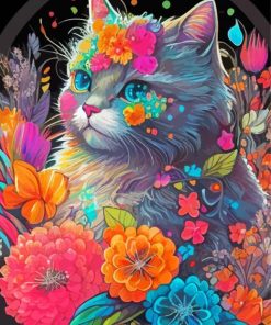 Floral Cat Art Paint By Numbers