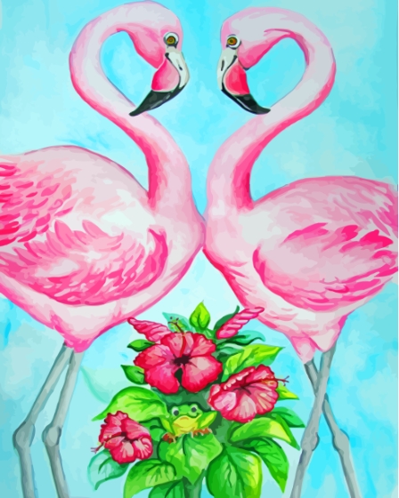 Frog And Flamingo Paint By Numbers