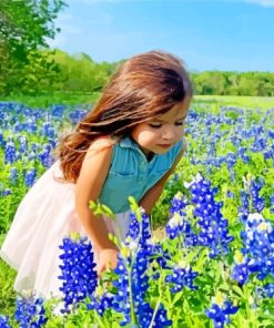 Girl Texas Bluebonnets Paint By Numbers