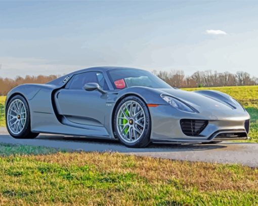 Grey Porsche 918 Paint By Numbers