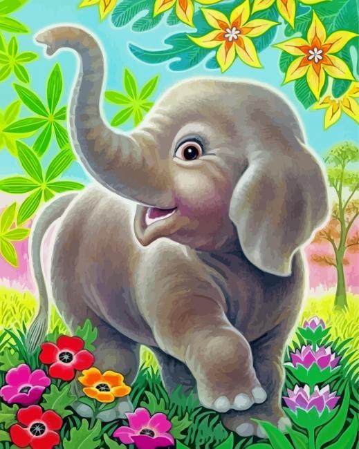 Happy Elephant Baby Paint By Numbers