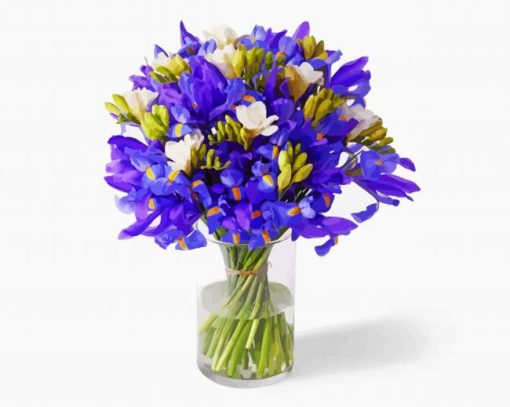 Irises Bouquet In Vase Paint By Numbers