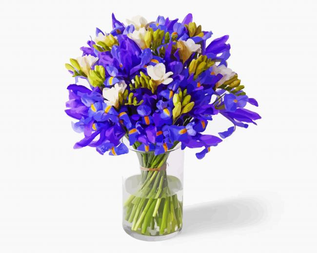 Irises Bouquet In Vase Paint By Numbers