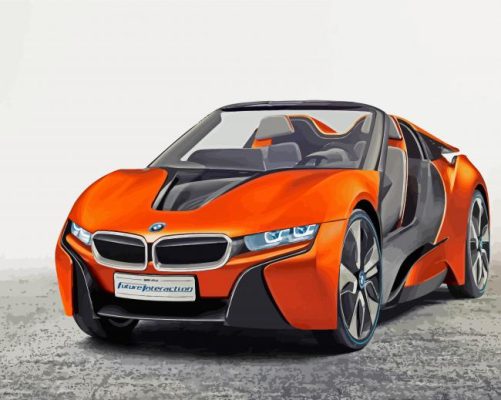 Orange Bmw I8 Sport Car Paint By Numbers