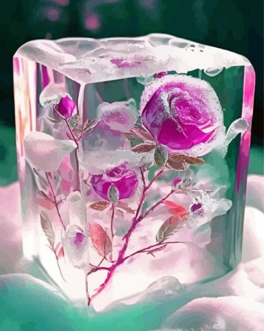 Purple Frozen Roses Paint By Numbers