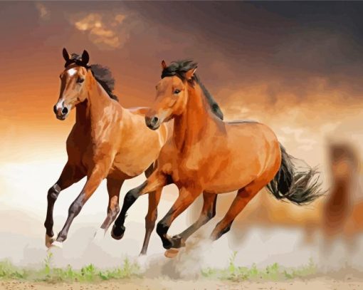 Running Horses Paint By Numbers